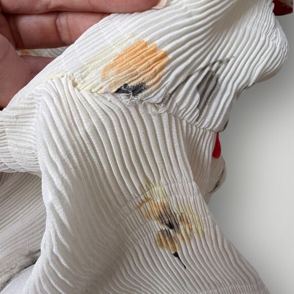 GANNI Lowell Pleated Floral-print Crepe Mini Dress sz 42 US10 - Picture 9 of 13